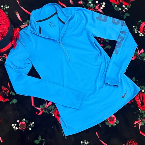 NIKE PRO DRI-FIT 1/3 Zip Long Sleeve Jacket Blue Size Large!! - Picture 1 of 5